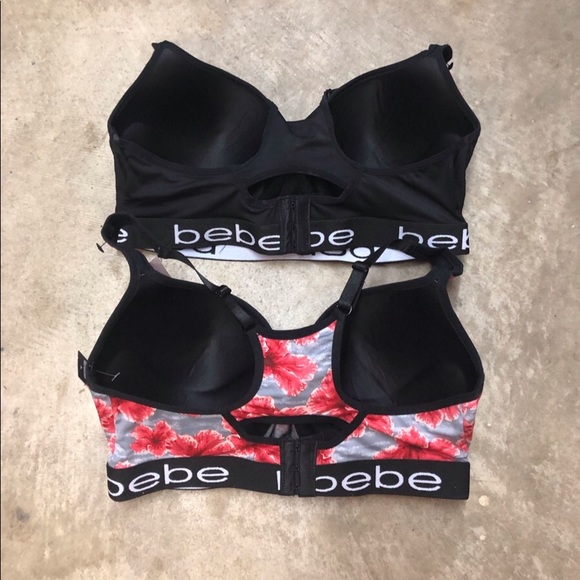 NWT 2 Pack Plus Size BeBe Sports Bras Floral/Black - Picture 4 of 6